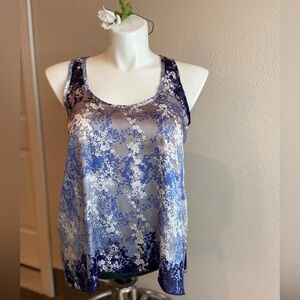 Pretty Good~Shimmery Floral Racerback Tank Top~Lightweight~Armpit To Armpit-20”
